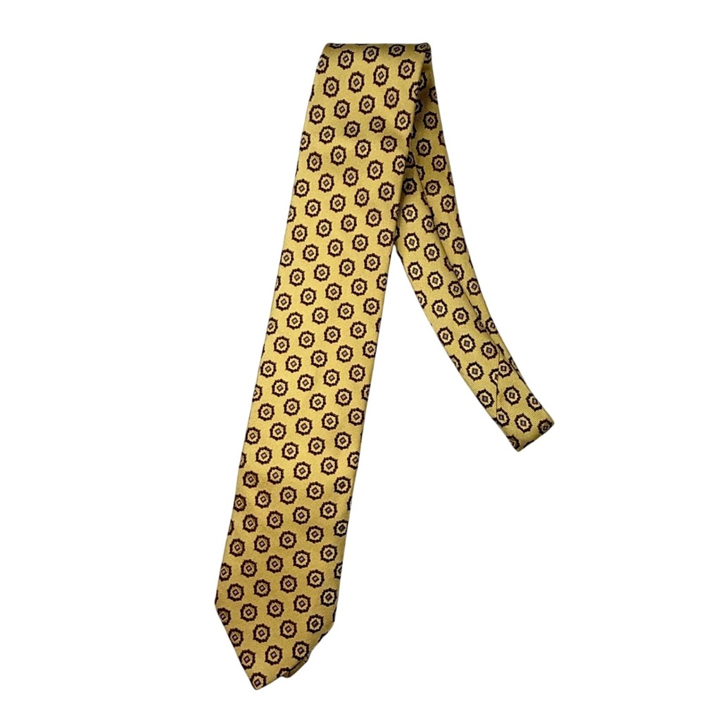Robert Talbott Extra‎ Long Yellow Geometric Silk Necktie